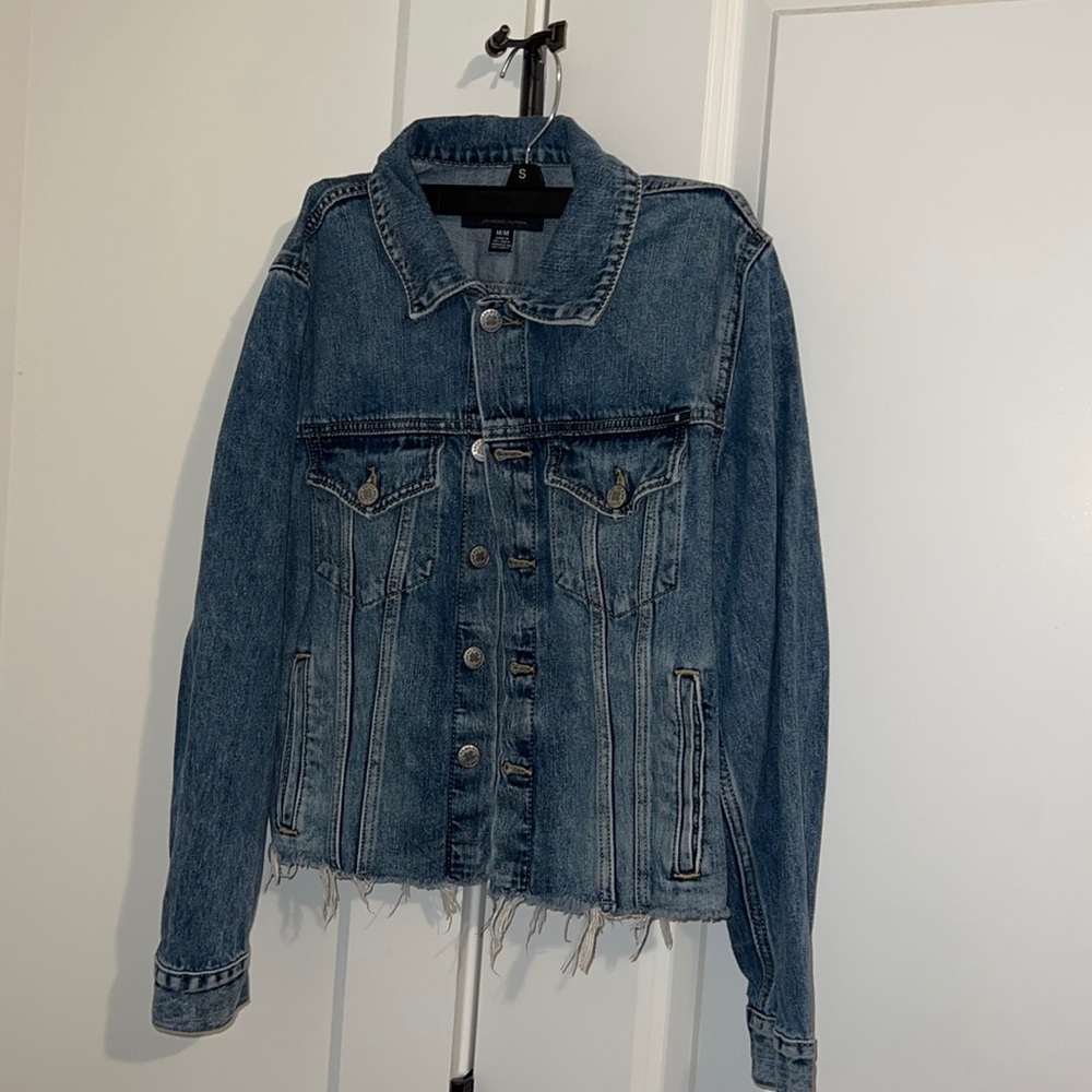 lucky brand cropped raw end denim jacket